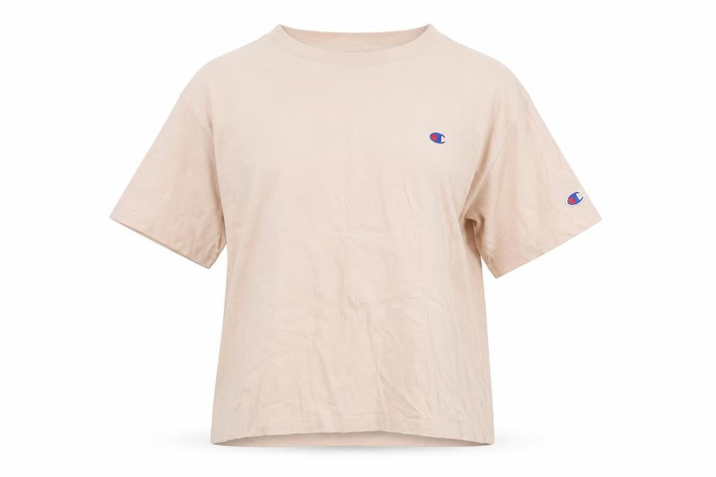 Unisex Adultss UK Size M Champion Beige Cotton T-Shirt
