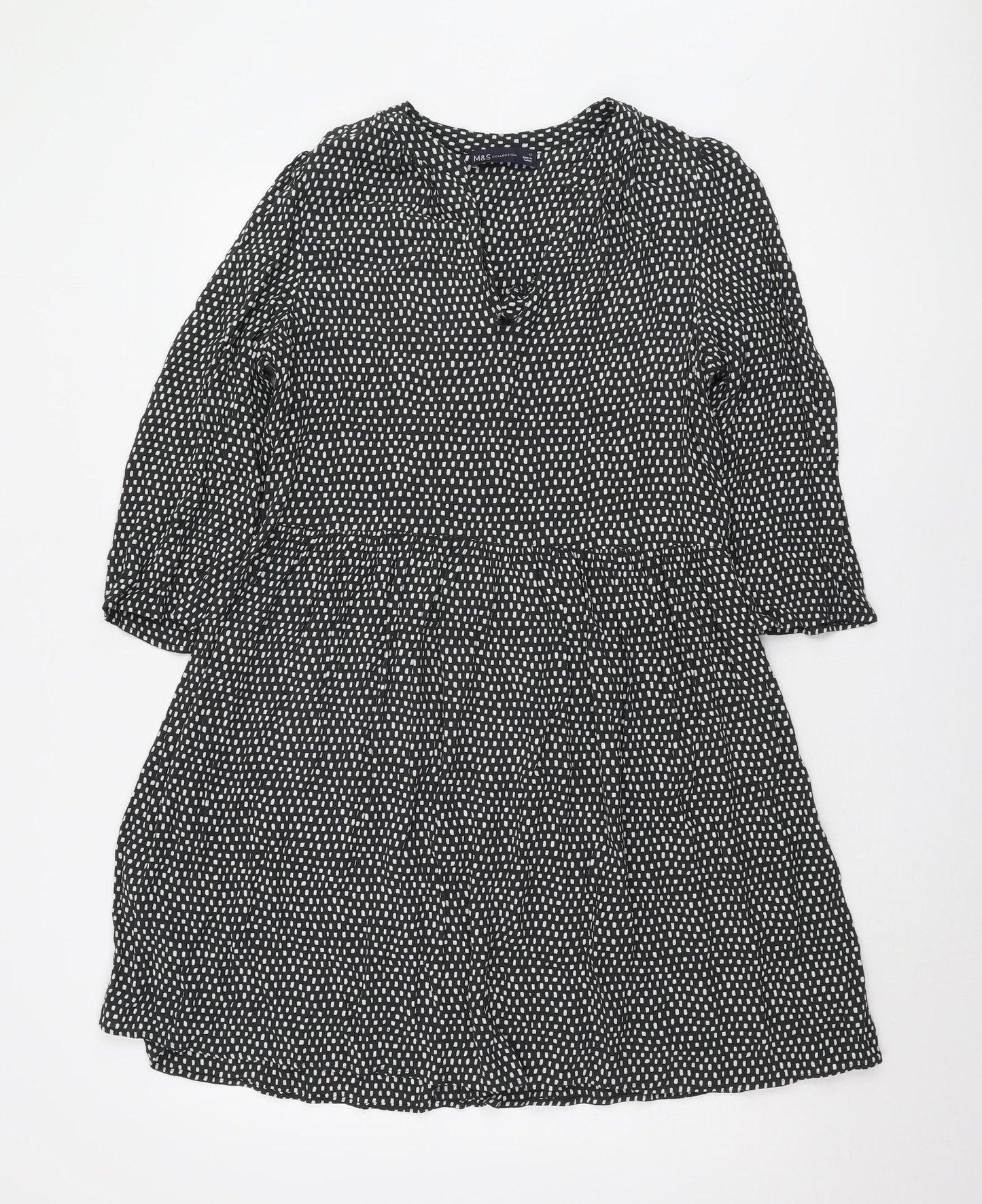 Marks and Spencer Black Geometric Women's Dress Size 12