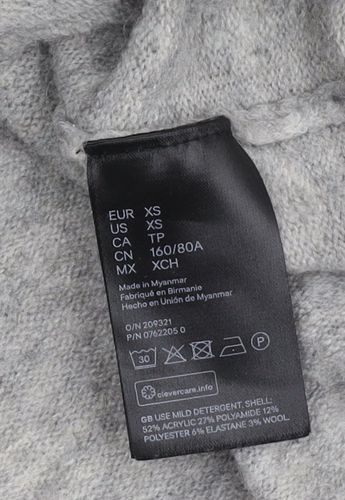 H&M Women's Grey Roll Neck Pullover Jumper XS