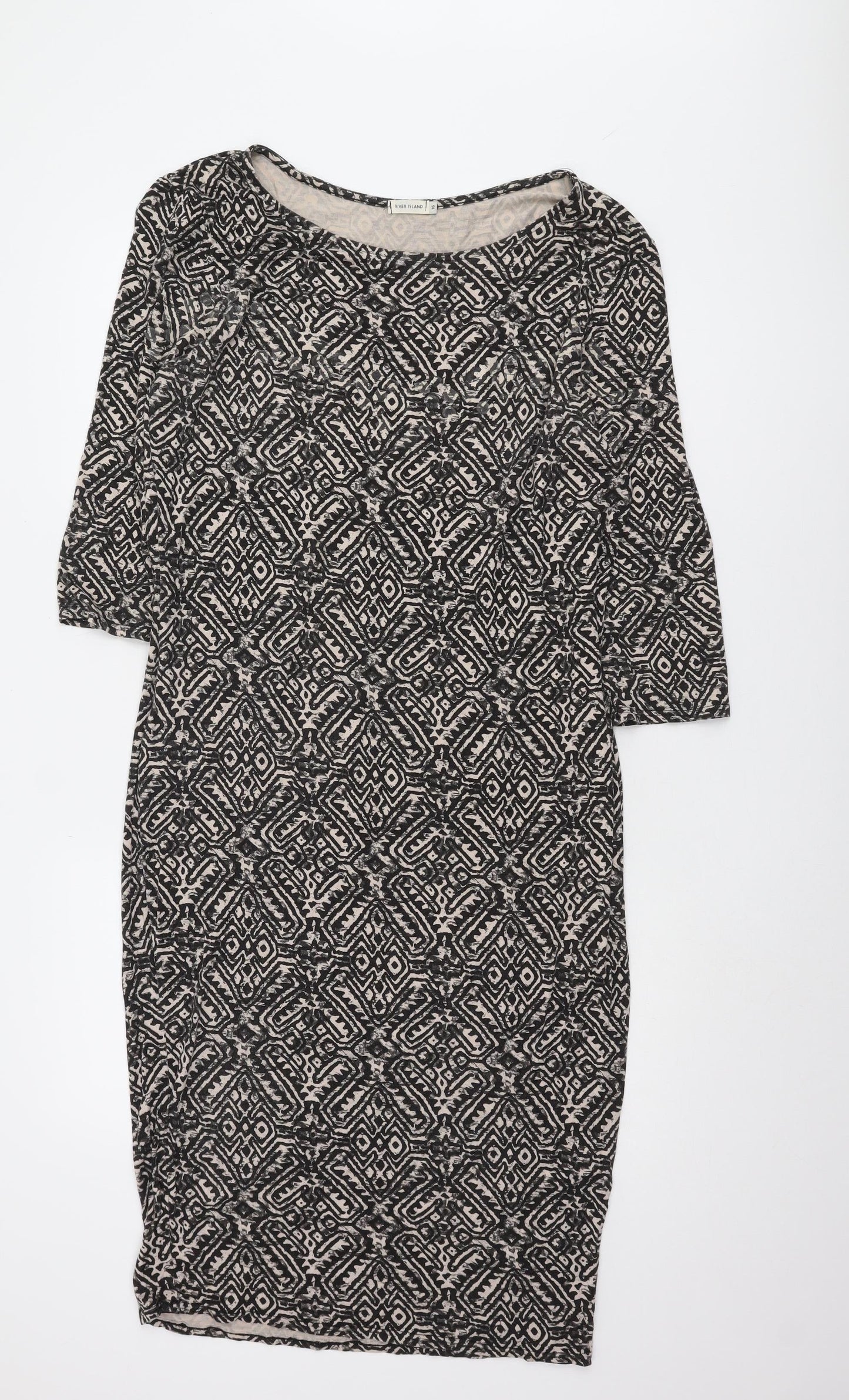 River Island Women's Black Geometric Sheath Dress, Size 16