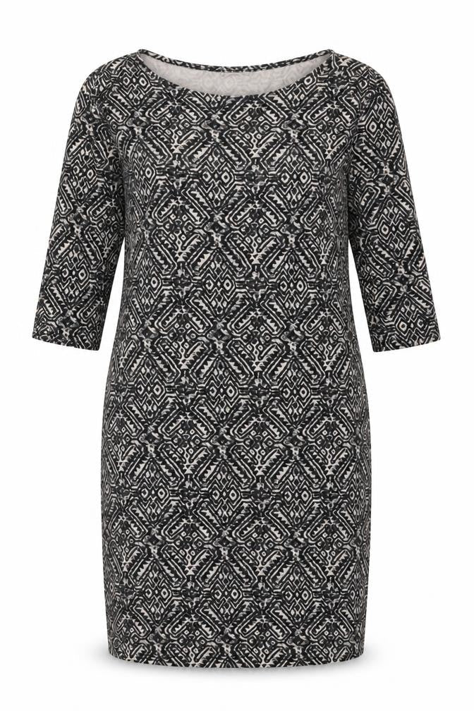 River Island Women's Black Geometric Sheath Dress, Size 16