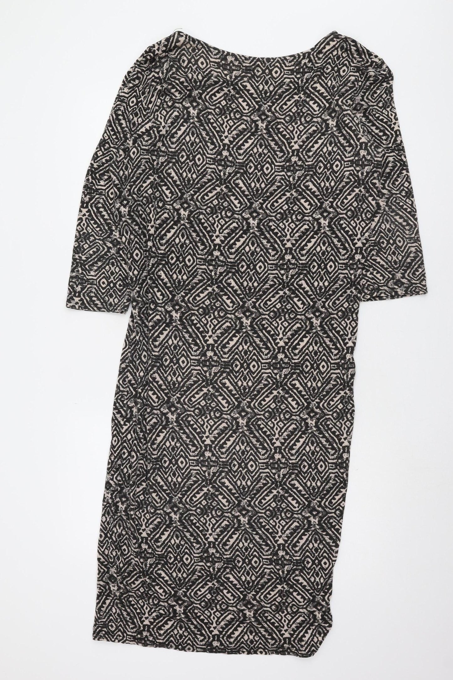 River Island Women's Black Geometric Sheath Dress, Size 16