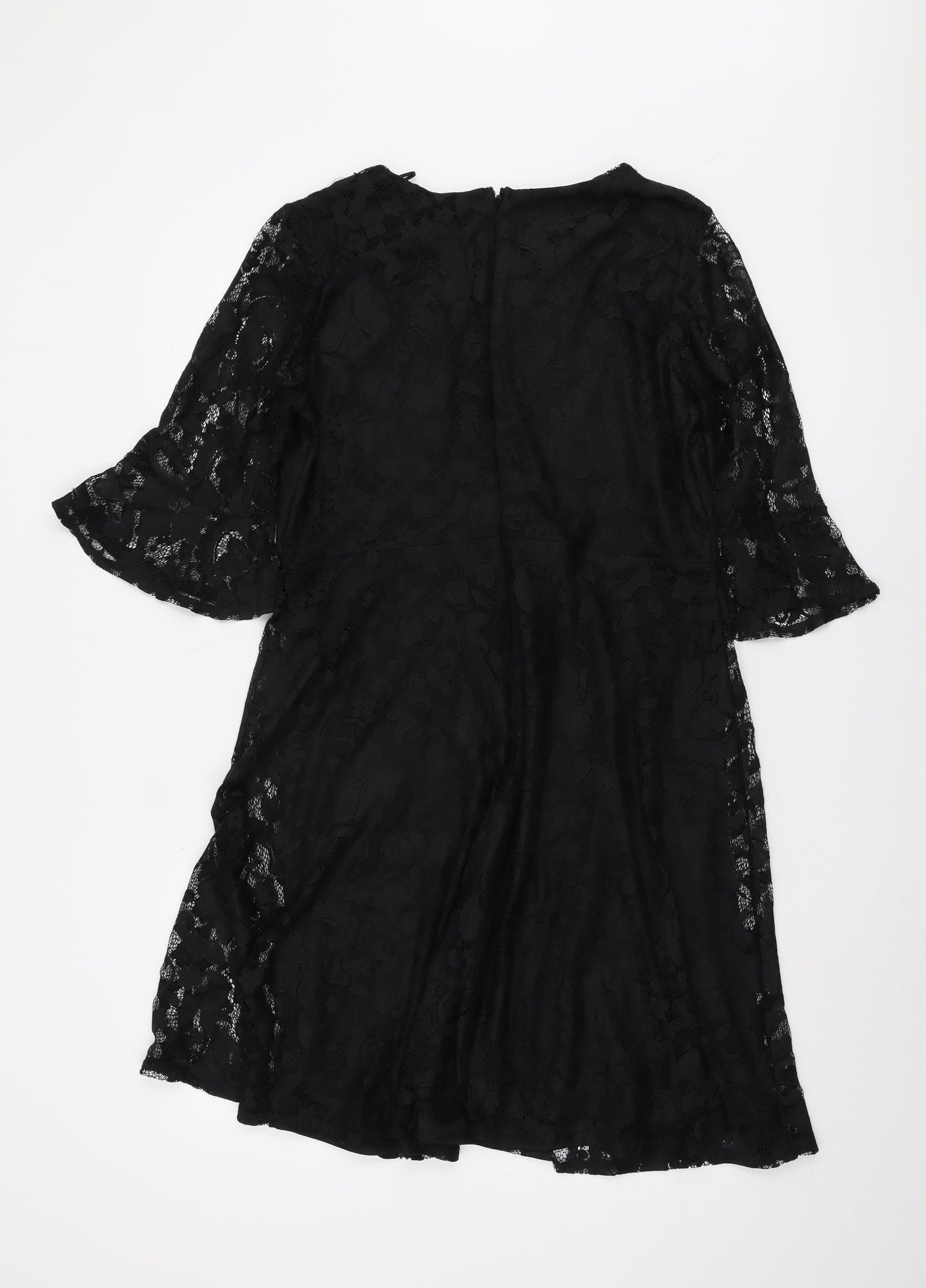Wallis Women's Black Lace A-Line Dress Size 14