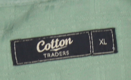 Cotton Traders Men's Green XL Casual Button-Up Shirt