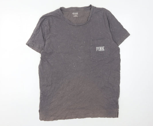 PINK Women's Grey Cotton T-Shirt M - Casual Comfort