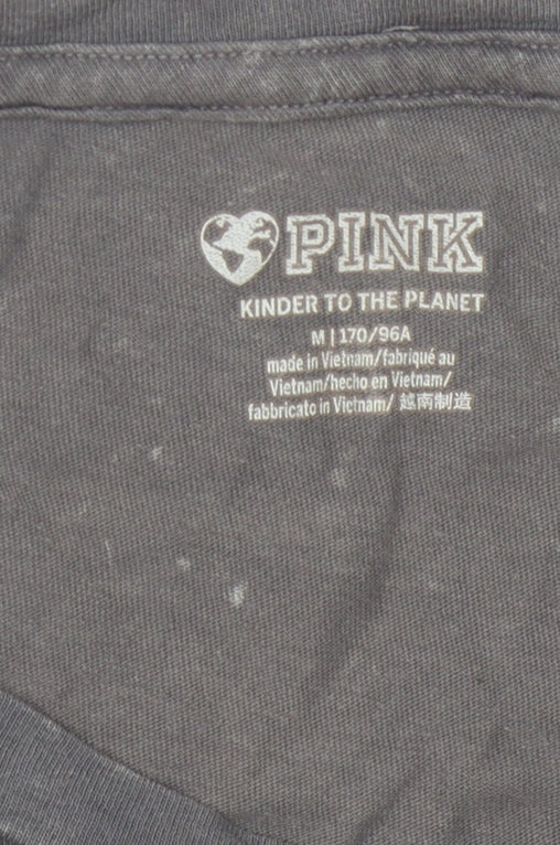 PINK Women's Grey Cotton T-Shirt M - Casual Comfort