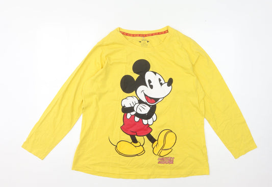 Disney Mickey Mouse Yellow T-Shirt L Unisex Long Sleeve
