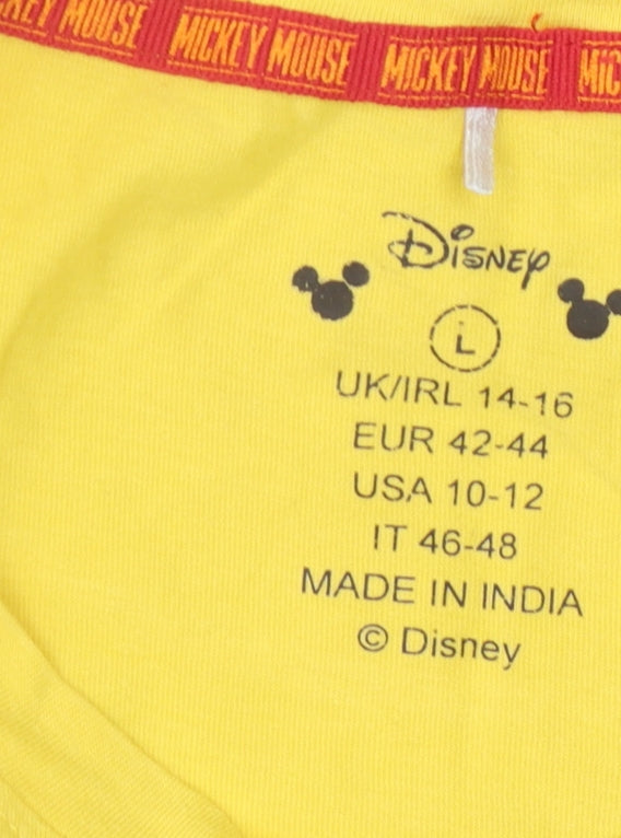 Disney Mickey Mouse Yellow T-Shirt L Unisex Long Sleeve