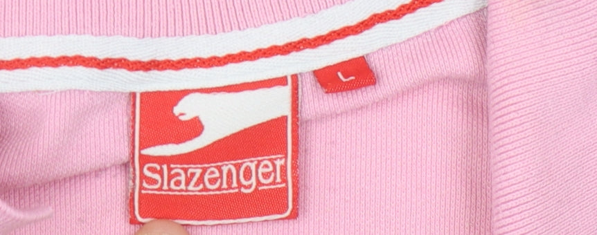 Unisex Adultss UK Size L Slazenger Pink Polyester Blend Polo