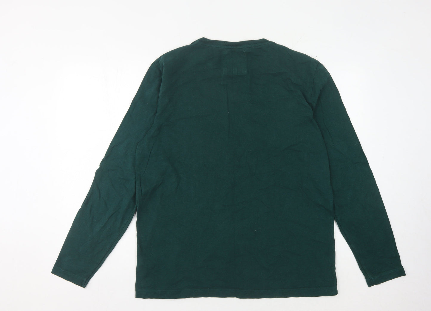 Crew Clothing Company Men's Green Long Sleeve T-Shirt L