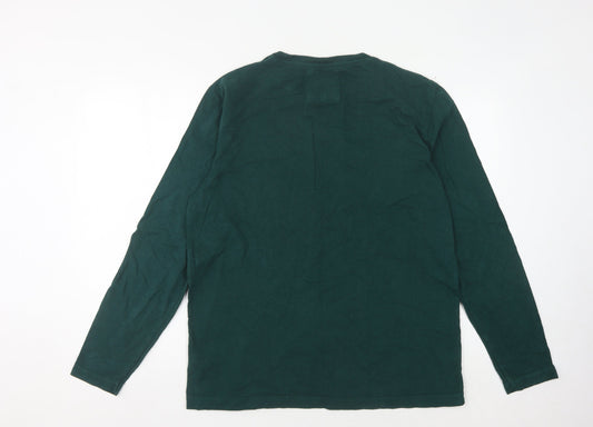 Crew Clothing Company Men's Green Long Sleeve T-Shirt L