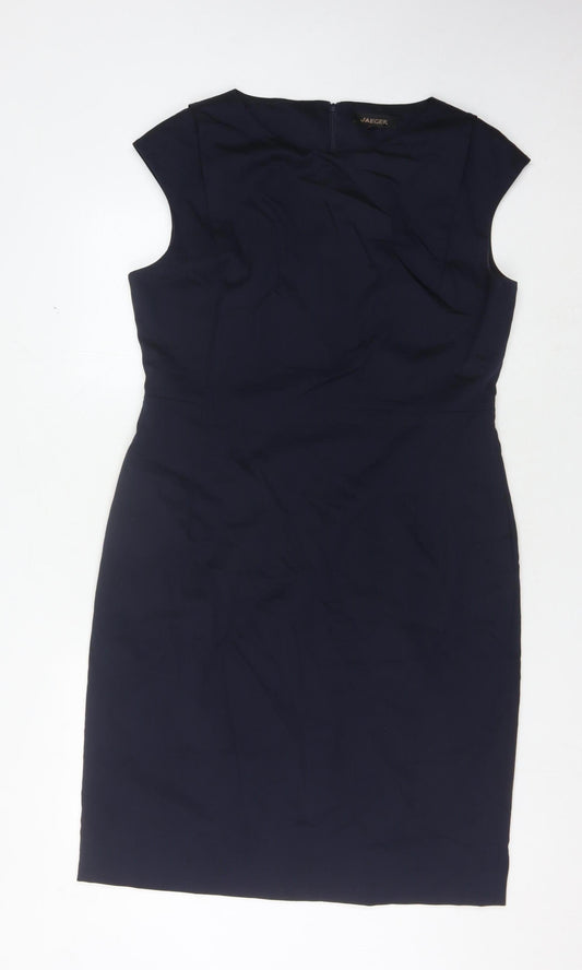 Jaeger Women's Black Sheath Dress Size 14 Sleeveless