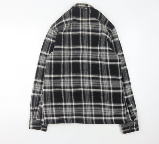 Next Men's Black Plaid Flannel Jacket S