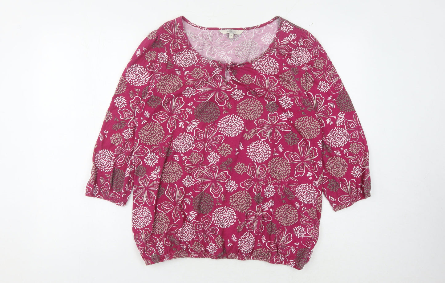 Women's Multicoloured Floral 3/4 Sleeve Top Size 14