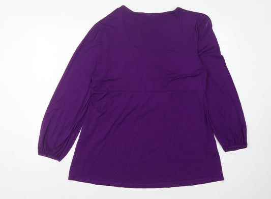 Windsmoor Women's Purple Basic Blouse, L, Scoop Neck