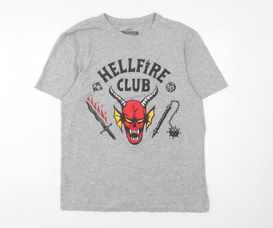Stranger Things Unisex Grey Hellfire T-Shirt L