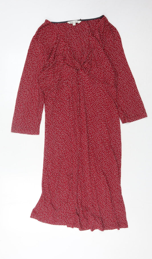 Fat Face Women's Red Dress Size 16, 3/4 Sleeve Viscose
