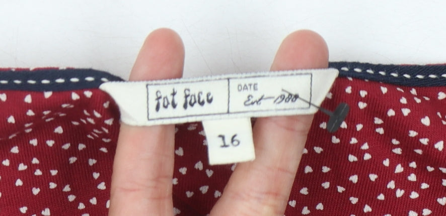 Fat Face Women's Red Dress Size 16, 3/4 Sleeve Viscose