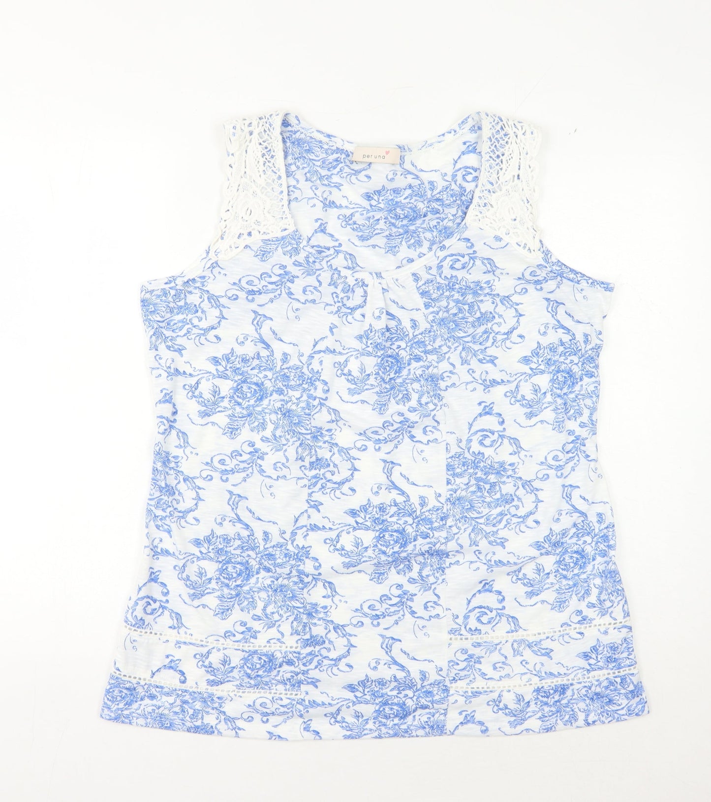 Marks and Spencer Women's Blue Floral Tank Top