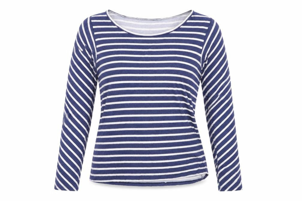 Betty & Co Women's Blue Striped T-Shirt, Size 10