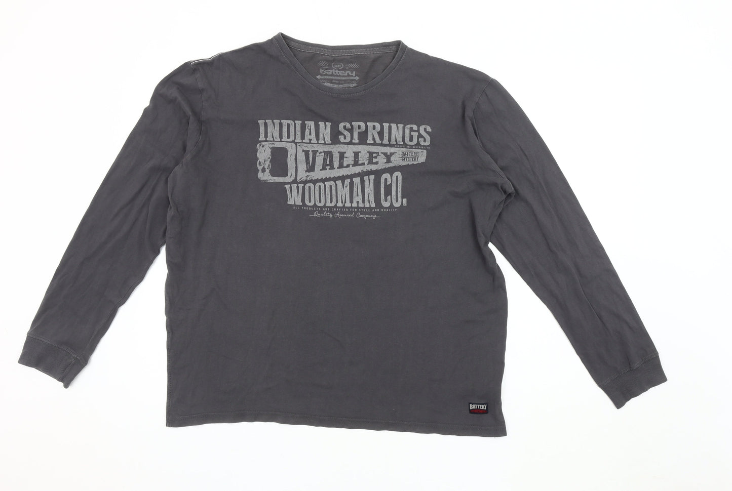 Battery Men's Grey Long Sleeve T-Shirt 2XL