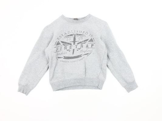 Firetrap Boys Grey Logo Sweatshirt 9-10 Years Pullover Crew