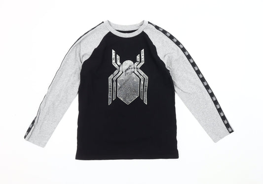 Marvel Spider-Man Boys Long Sleeve T-Shirt, Black/Grey, Size L 10-11 Years