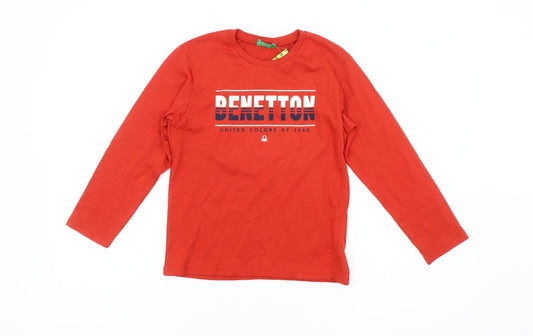 Benetton Boys Red Graphic Long Sleeve T-Shirt, 9-10 Years