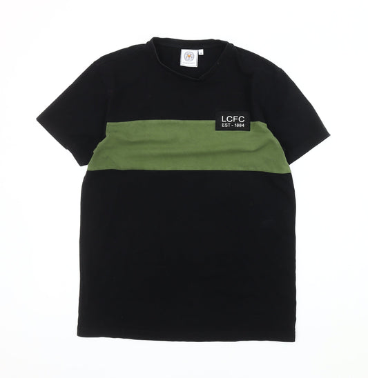 Leicester City FC Men's M Black/Green Colourblock T-Shirt