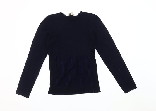 Emporio Armani Women's Blue Crew Neck Jumper Size 24