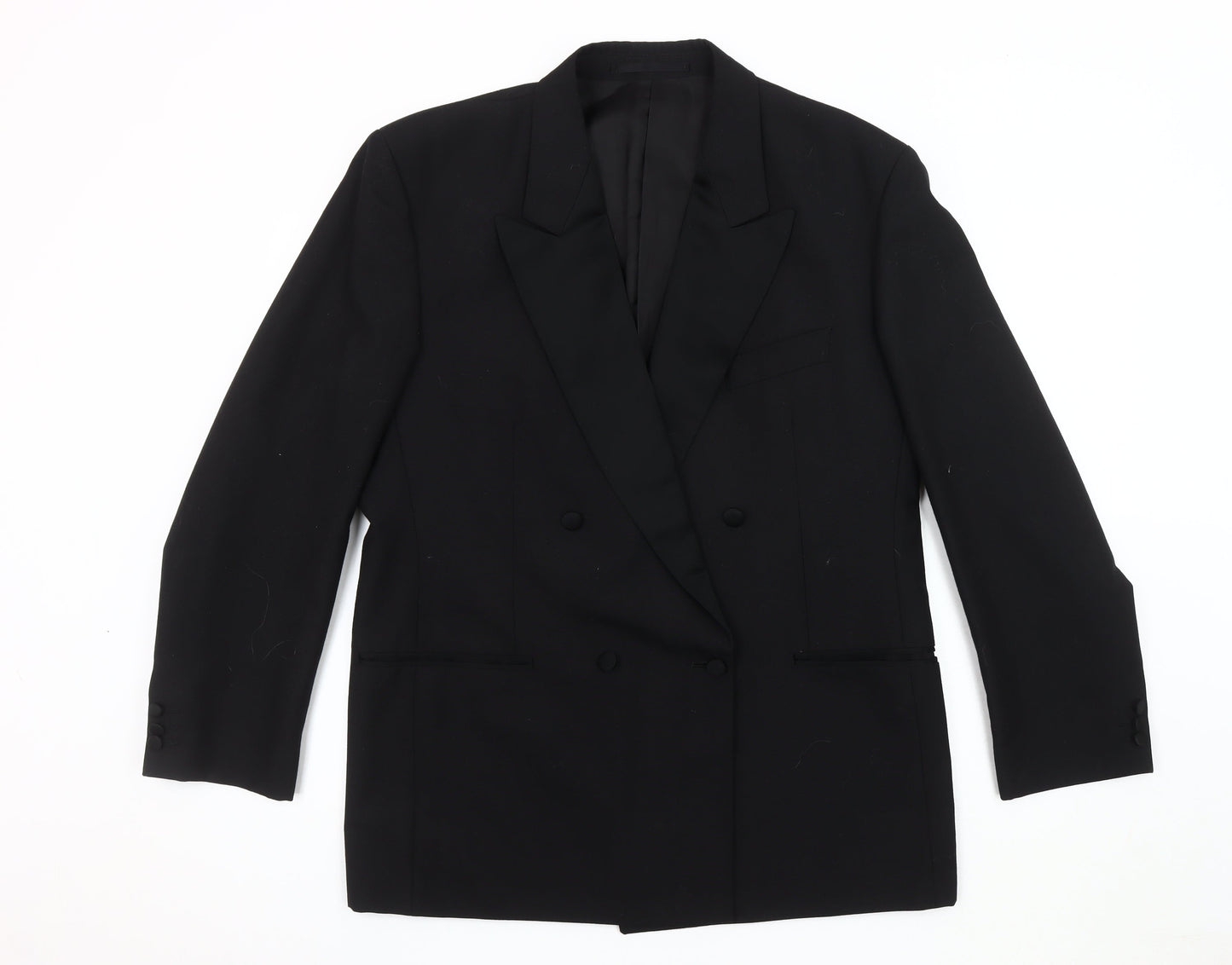 Moss Bros Men's Black Double-Breasted Suit Jacket 42R