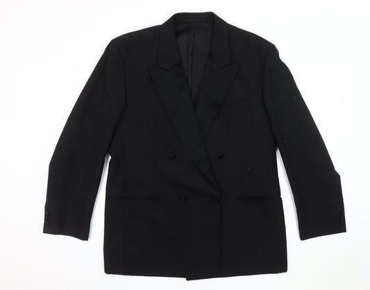 Moss Bros Men's Black Double-Breasted Suit Jacket 42R