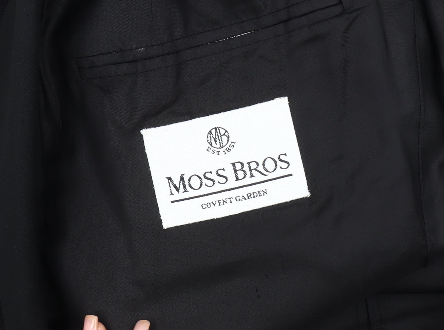 Moss Bros Men's Black Double-Breasted Suit Jacket 42R