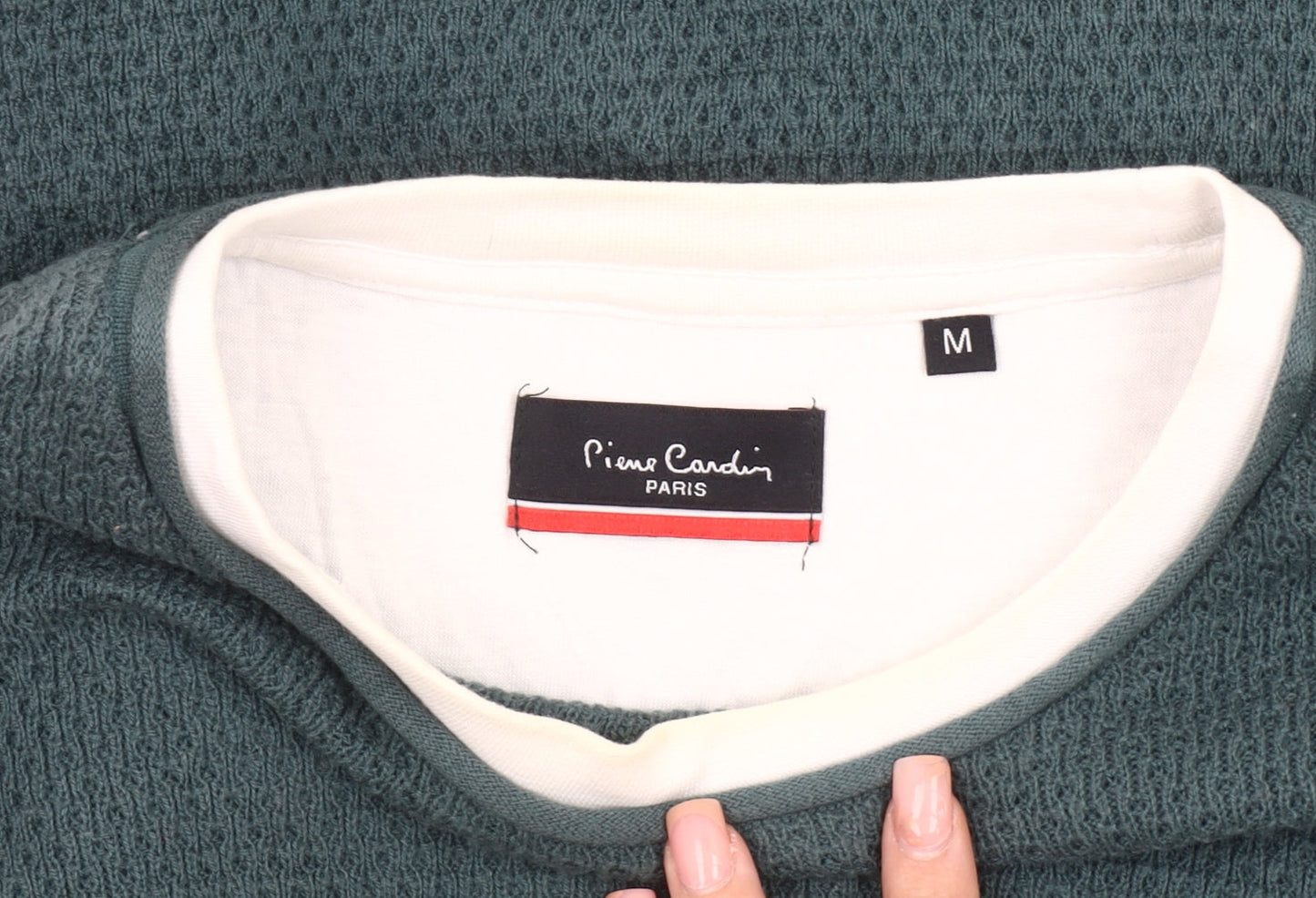 Pierre Cardin Men's Green M Waffle Pullover Jumper