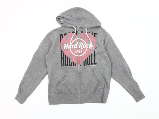 Hard Rock Cafe Women's Grey Hooded Zip Jacket S