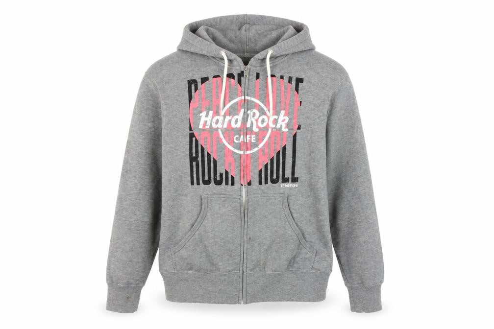 Womens UK Size S Relaxed Hard Rock Cafe Grey Cotton Blend Jacket