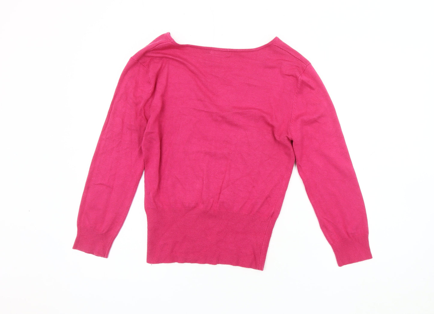 Jeff Banks Women's Pink V-Neck Pullover Jumper M