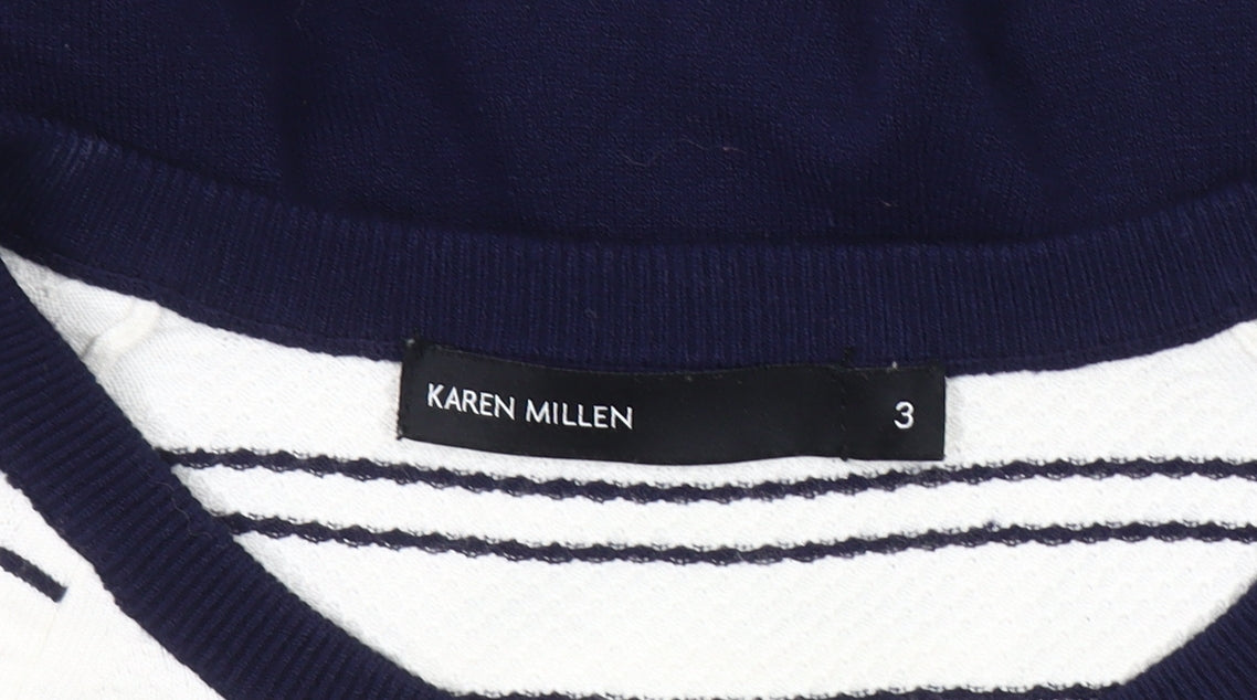Karen Millen Women's Striped Blue Cardigan Size 10