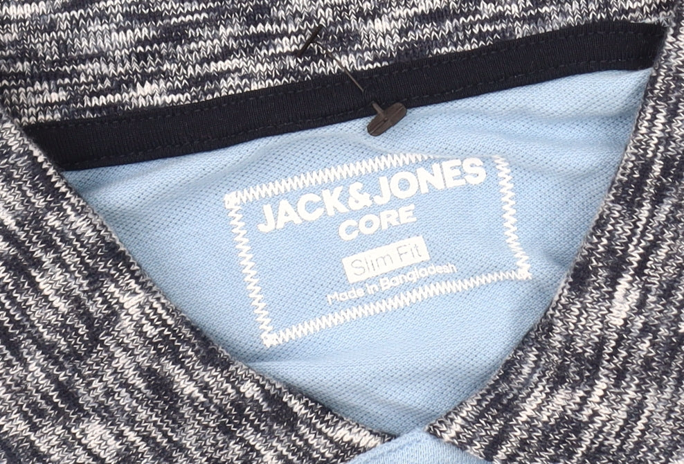 Jack & Jones Men's Blue Slim Fit Polo Shirt L