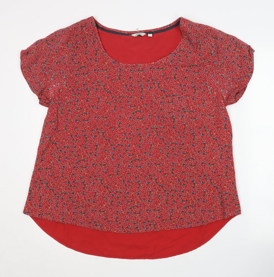 FatFace Women's Red Floral Blouse Size 18 Scoop Neck