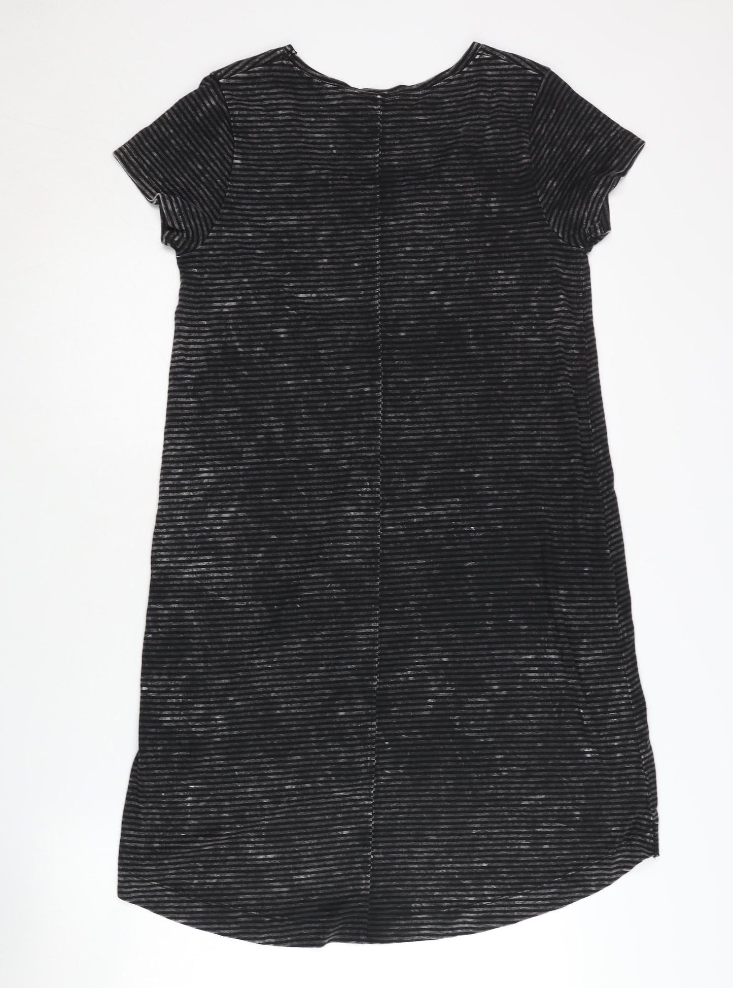 Label Lab Women's Black Striped Midi T-Shirt Dress - Size 12