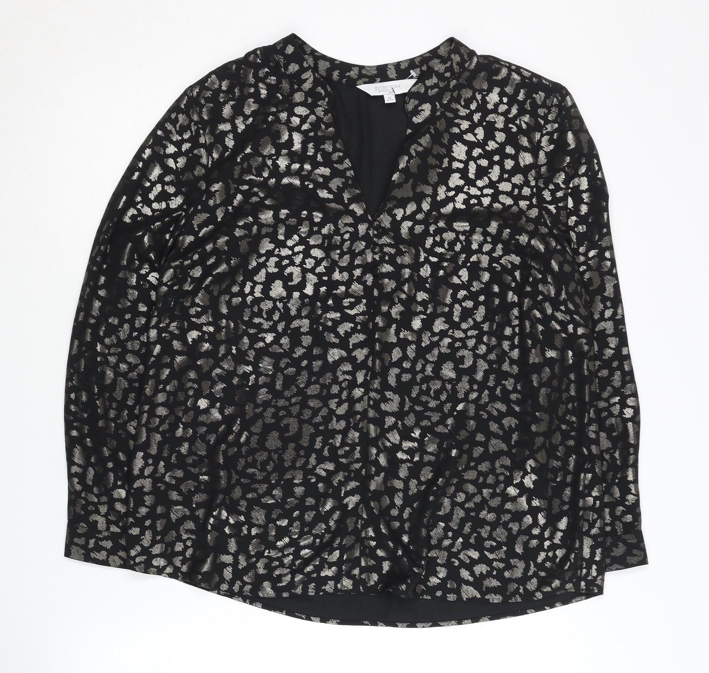 Principles Women’s Black Animal Print Top Petite