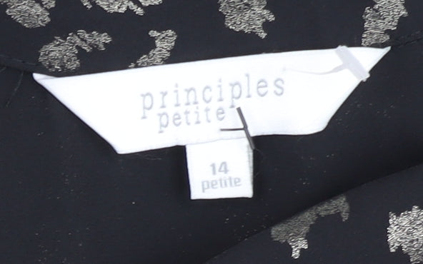 Principles Women’s Black Animal Print Top Petite