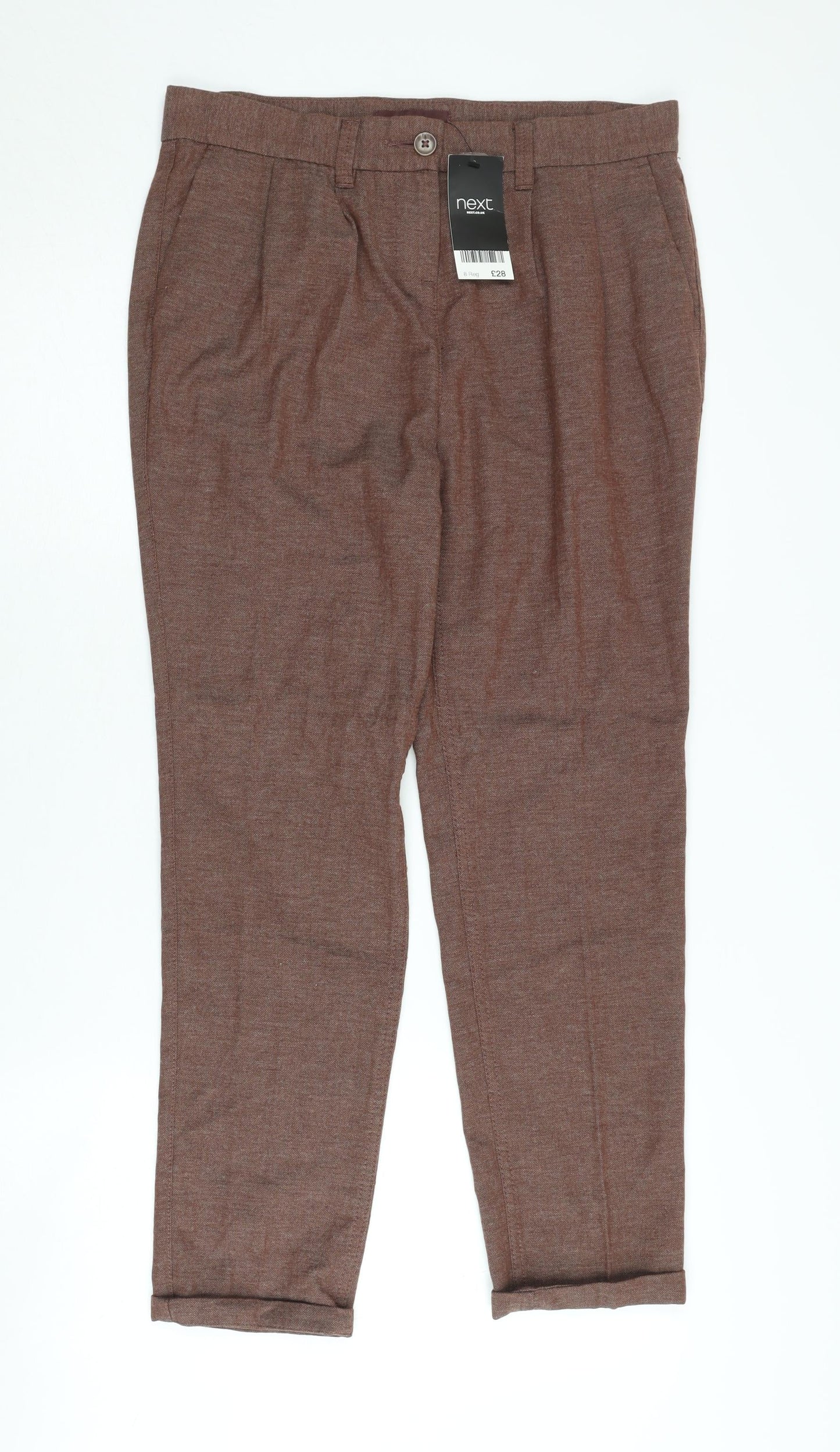 Next Women's Brown Pleated Trousers Size 8