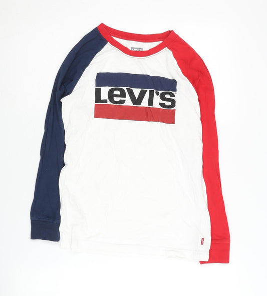 Levi's Boys Colourblock Long Sleeve T-Shirt - White/Red/Blue 164