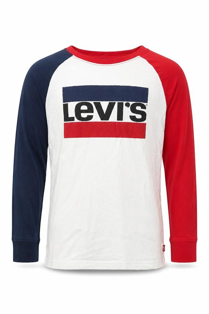 Levi's Boys Colourblock Long Sleeve T-Shirt - White/Red/Blue 164