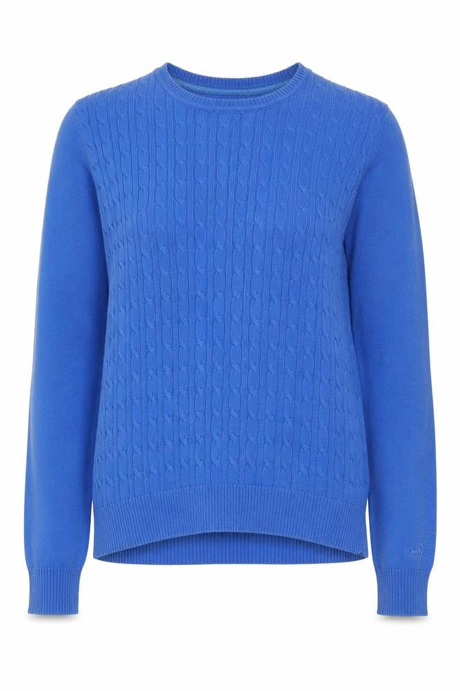 Tulchan Women's Blue Cable-Knit Pullover Jumper