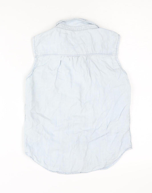 Gap Girls Blue Button-Up Sleeveless Shirt Size L