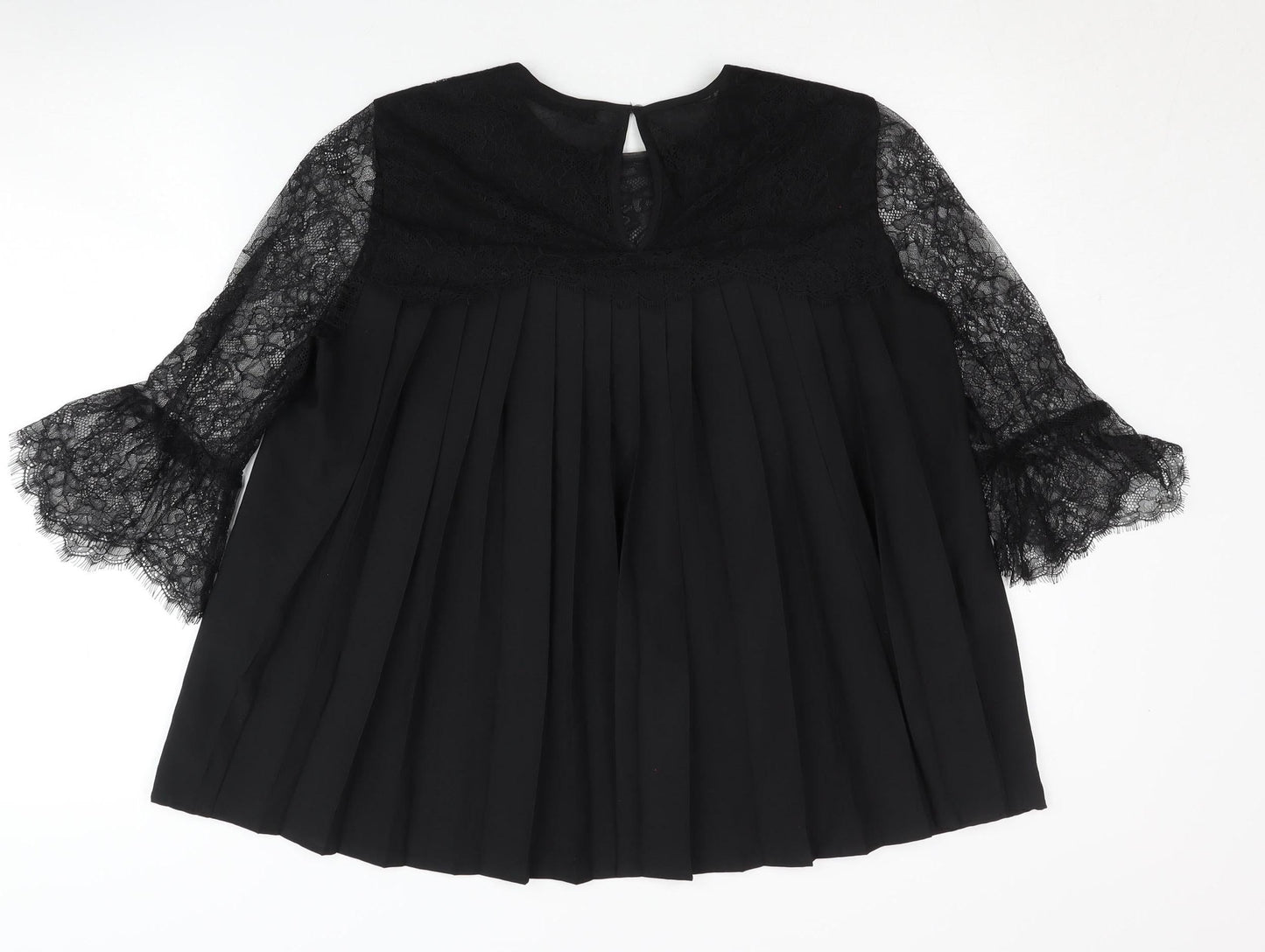 Hallhuber Women's Black Lace Tunic Blouse Size 10