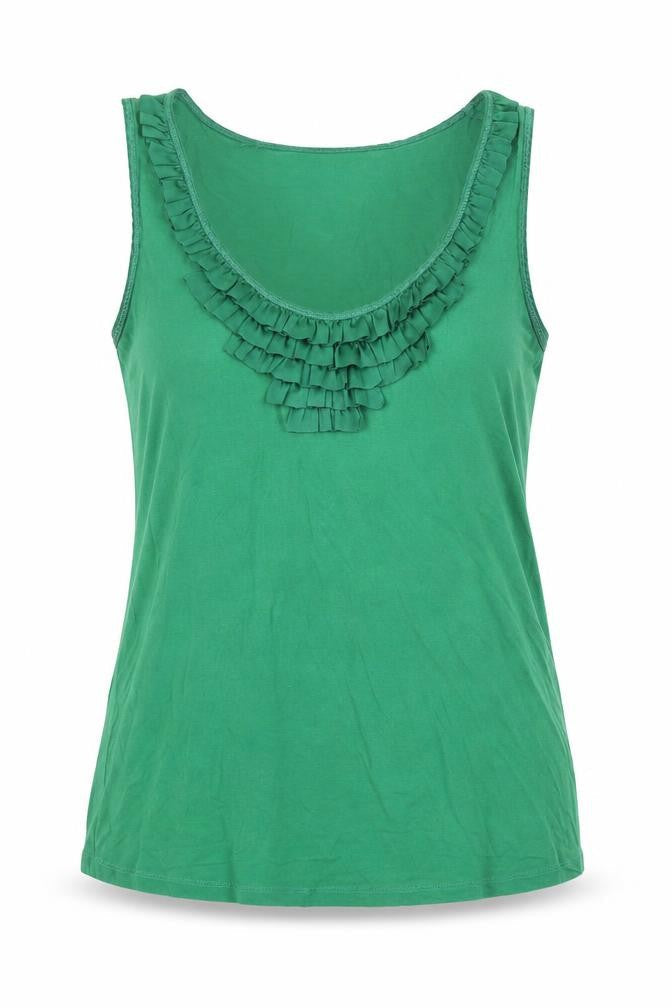 Oasis Women’s Green Ruffle Tank, Size 14, Casual Spring